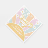Groovy One pastel Retro Zonneschijn madeliefje boh Servet (Hoek)