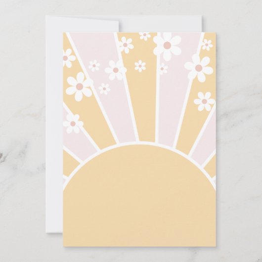 Groovy One Pastel Retro Zonneschijn roze madeliefj Kaart (Achterkant)