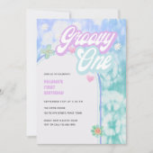 Groovy One Pastel Tie Dye 1st Birthday Party Uitno Kaart (Voorkant)