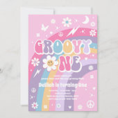 Groovy One Peace Love Party Rainbow Birthday Party Kaart (Voorkant)