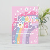 Groovy One Peace Love Party Rainbow Birthday Party Kaart (Staand voorkant)