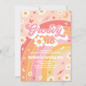 Groovy One Peace Love Party Rainbow Birthday Party Kaart (Voorkant)