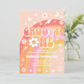 Groovy One Peace Love Party Rainbow Birthday Party Kaart (Staand voorkant)