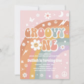 Groovy One Peace Love Party Rainbow Birthday Party Kaart (Voorkant)