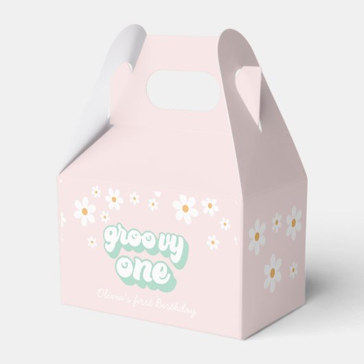 Groovy One Pink Daisy Favor Box Bedankdoosjes (Voorkant Zijde)