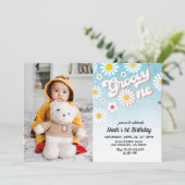 Groovy One Portret 1e verjaardag Uitnodiging (Staand voorkant)