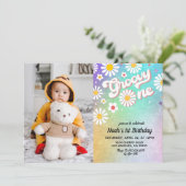 Groovy One Portret 1e verjaardag Uitnodiging (Staand voorkant)