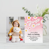 Groovy One Portret 1e verjaardag Uitnodiging (Staand voorkant)