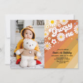 Groovy One Portret 1e verjaardag Uitnodiging (Voorkant)