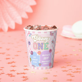 Groovy One Preppy Patch 1e verjaardagsfeestje Papieren Bekers