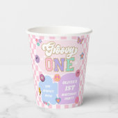 Groovy One Preppy Patch 1e verjaardagsfeestje Papieren Bekers (Achterkant)
