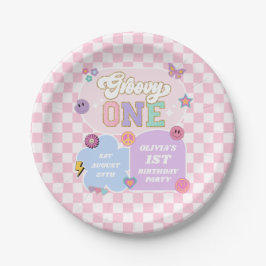 Groovy One Preppy Patch 1e verjaardagsfeestje Papieren Bordje