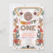 Groovy One Psychedelic Retro Girl 1e verjaardag Kaart (Voorkant)
