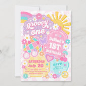 Groovy One Rainbow Sunshine 1e verjaardagsfeestje Kaart (Voorkant)