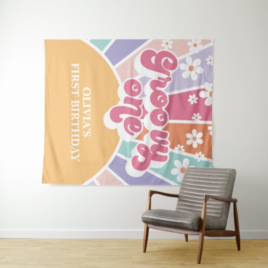 Groovy One Rainbow Sunshine Wandkleed (In Situ (horizontaal))