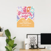 Groovy One Regenboog Zonneschijn madeliefje Poster (Thuiskantoor)
