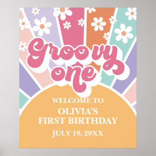 Groovy One Regenboog Zonneschijn madeliefje Poster