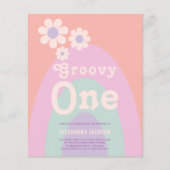 Groovy One Retro 1e verjaardagsfeestje budget Flyer (Voorkant)