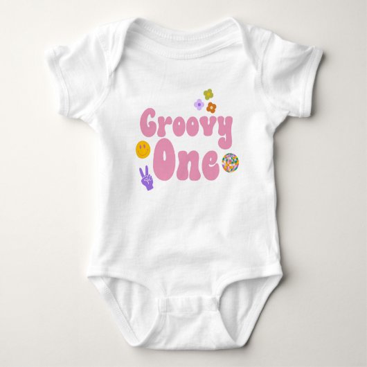 Groovy One Retro 70's 1e Birthday Baby Bodysuit (Voorkant)