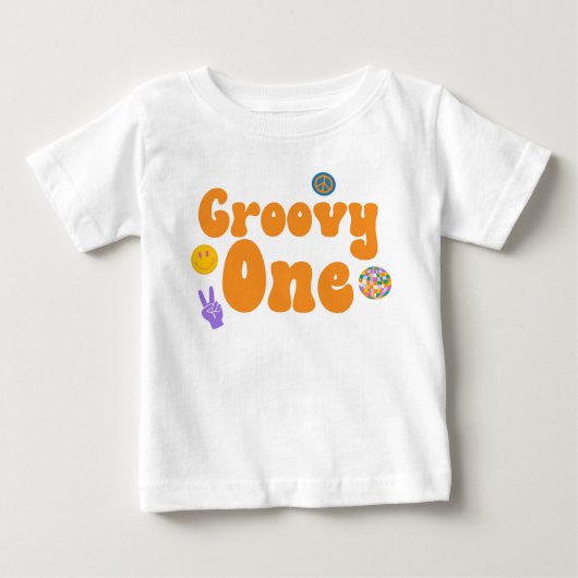 Groovy One Retro 70's 1e Verjaardag Oranje  (Voorkant)