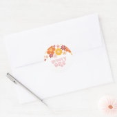 Groovy One Retro Bloem 1e verjaardag Ronde Sticker (Envelop)