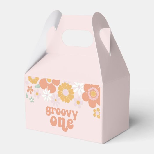 Groovy One Retro Bloem eerste verjaardag Bedankdoosjes (Voorkant Zijde)