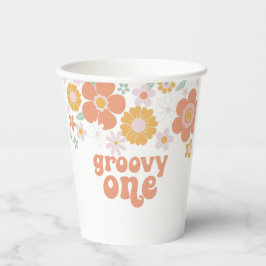 Groovy One Retro Bloem Paper Cups voor de eerste v Papieren Bekers