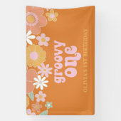 Groovy One Retro Bloemige Verjaardagsbanner Spandoek (Verticaal)