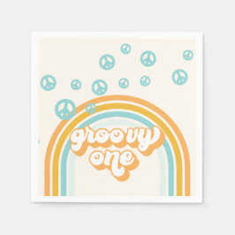 Groovy One Retro Boy 1e verjaardag Servet
