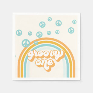Groovy One Retro Boy 1e verjaardag Servet