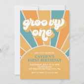 Groovy One Retro Boy First Birthday Kaart (Voorkant)