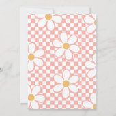 Groovy One Retro Check Roze Daisy Uitnodiging (Achterkant)