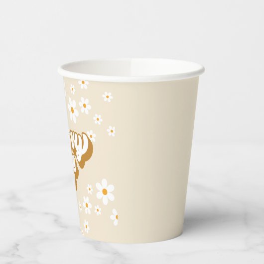 Groovy One Retro Daisy 1e verjaardag Papieren Bekers (Links)