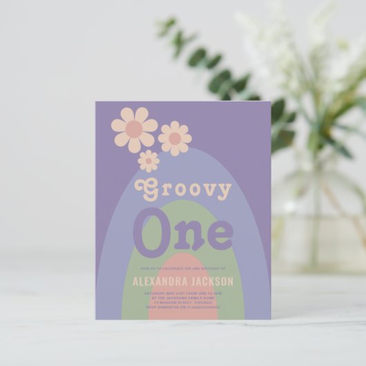 Groovy One Retro Daisy 1e verjaardagsfeestje (Staand voorkant)
