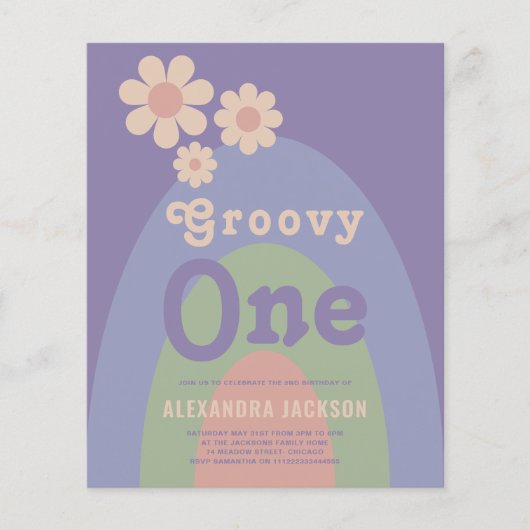 Groovy One Retro Daisy 1e verjaardagsfeestje (Voorkant)