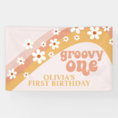Groovy One Retro Daisy Birthday Banner (Horizontaal)
