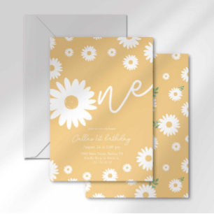 Groovy One Retro Daisy Boho Eerste Verjaardag Kaart
