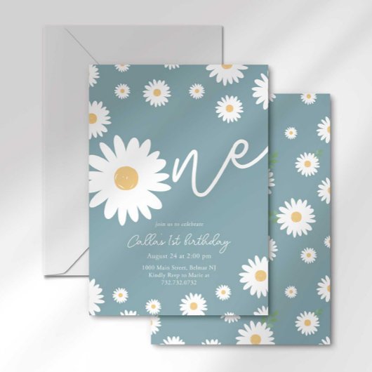 Groovy One Retro Daisy Boho Eerste Verjaardag Kaart