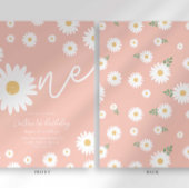 Groovy One Retro Daisy Boho Eerste Verjaardag Kaart