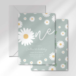 Groovy One Retro Daisy Boho Eerste Verjaardag Kaart