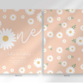 Groovy One Retro Daisy Boho Eerste Verjaardag Kaart