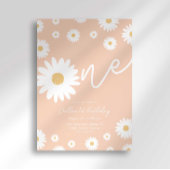 Groovy One Retro Daisy Boho Eerste Verjaardag Kaart