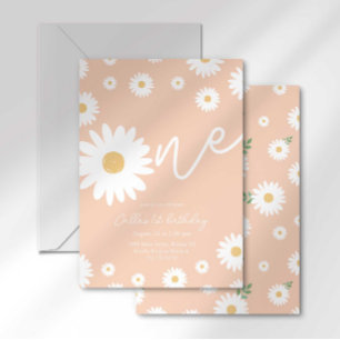 Groovy One Retro Daisy Boho Eerste Verjaardag Kaart