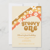 Groovy One Retro daisy boho florale eerste verjaar Kaart (Voorkant)