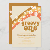 Groovy One Retro daisy boho florale eerste verjaar Kaart (Voorkant / Achterkant)