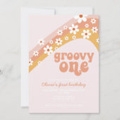 Groovy One Retro daisy boho florale eerste verjaar Kaart (Voorkant)