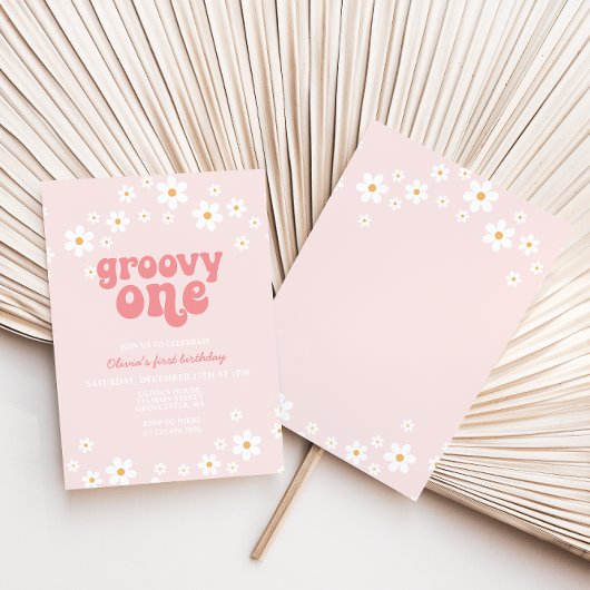 Groovy One Retro daisy boho florale eerste verjaar Kaart