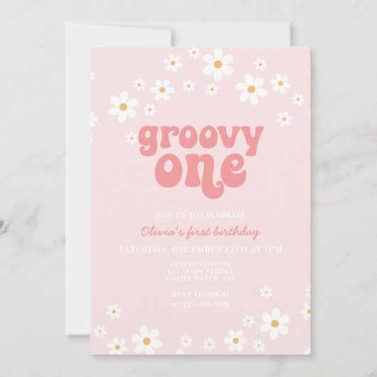 Groovy One Retro daisy boho florale eerste verjaar Kaart (Voorkant)