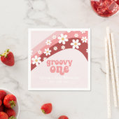 Groovy One Retro daisy boho florale eerste verjaar Servet (Insitu)