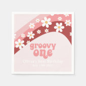 Groovy One Retro daisy boho florale eerste verjaar Servet (Voorkant)